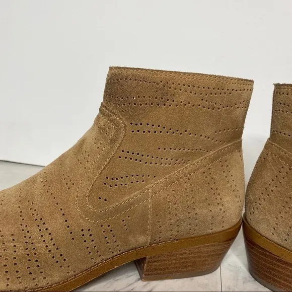 1. State Perforated Suede Tan Bootie 6M