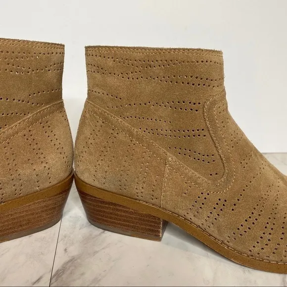 1. State Perforated Suede Tan Bootie 6M