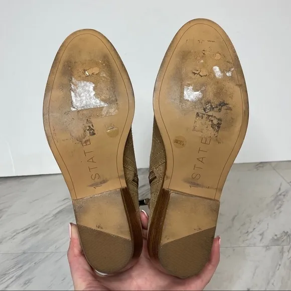 1. State Perforated Suede Tan Bootie 6M