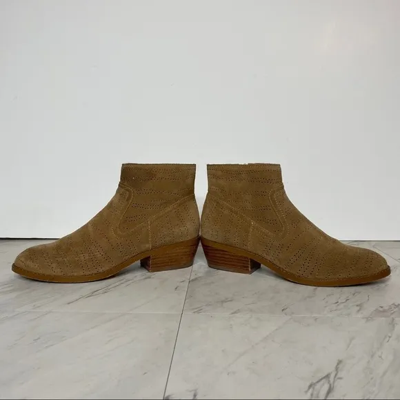 1. State Perforated Suede Tan Bootie 6M