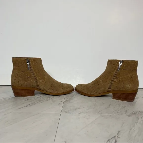 1. State Perforated Suede Tan Bootie 6M