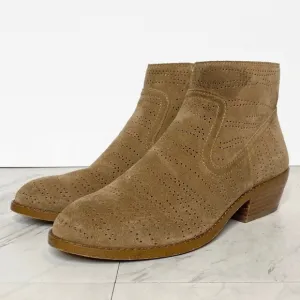 1. State Perforated Suede Tan Bootie 6M