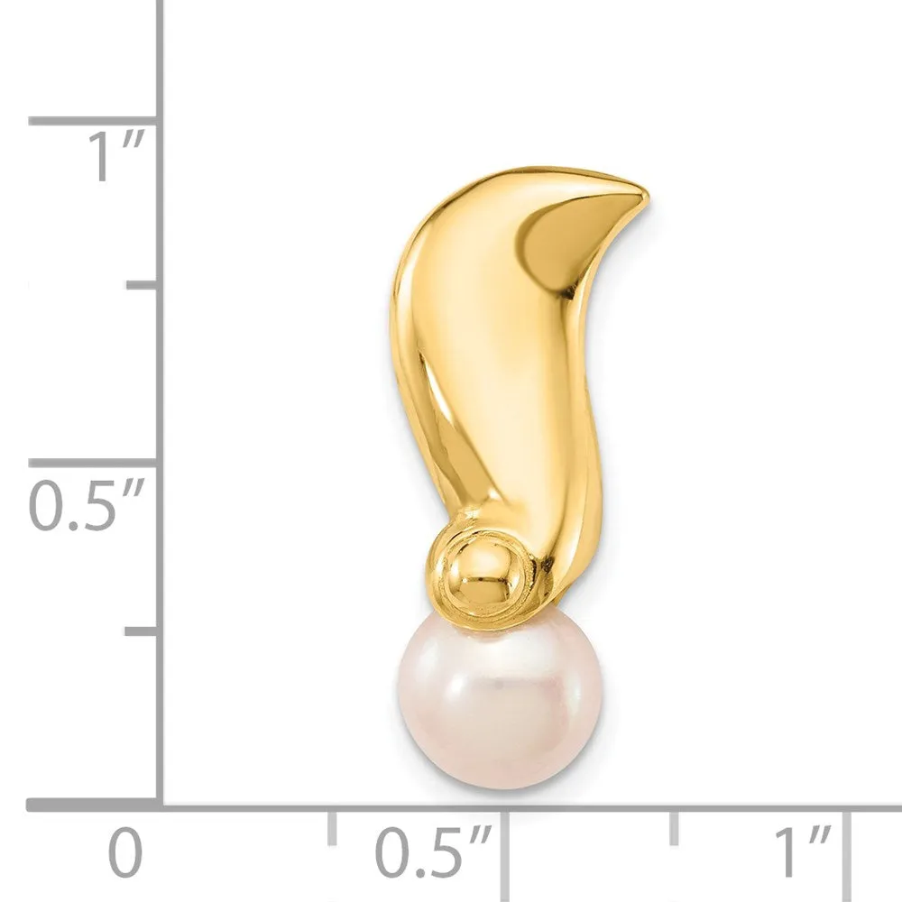 14k Yellow Gold 7-8mm White Round Freshwater Cultured Pearl Chain Slide