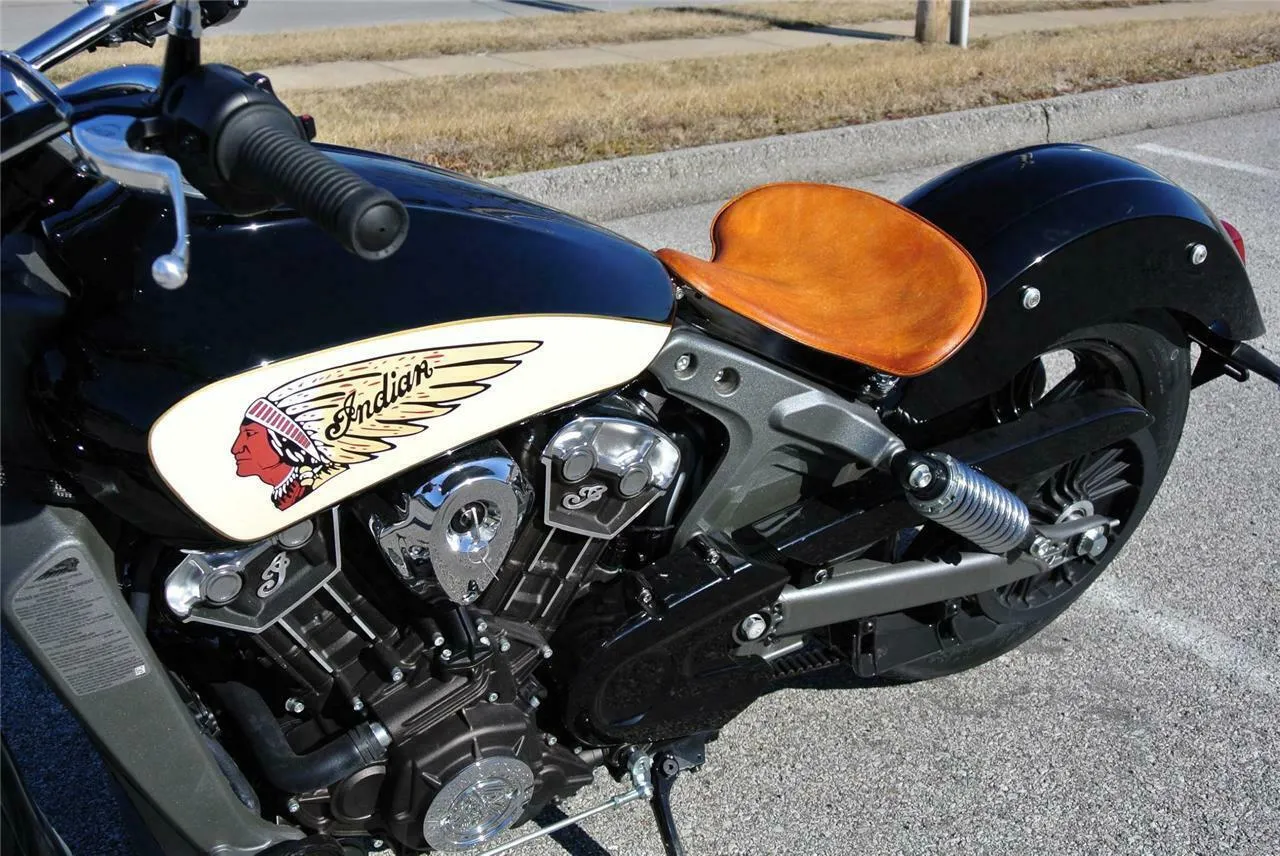 2015-2024 Indian Scout & Bobber Spring Tractor Seat 15x14 Ant Tan Mounting Kit bc