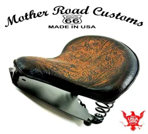 2015-2024 Indian Scout & Bobber Spring Tractor Seat 15x14" ABr Tooled Mounting Kit