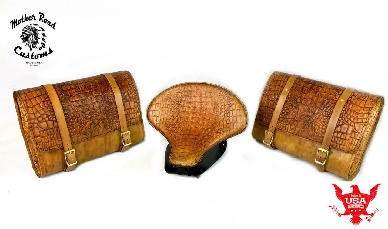 2015-2024 Indian Scout Spring Seat Mounting Kit Saddle Bags Gel Tan Alligator