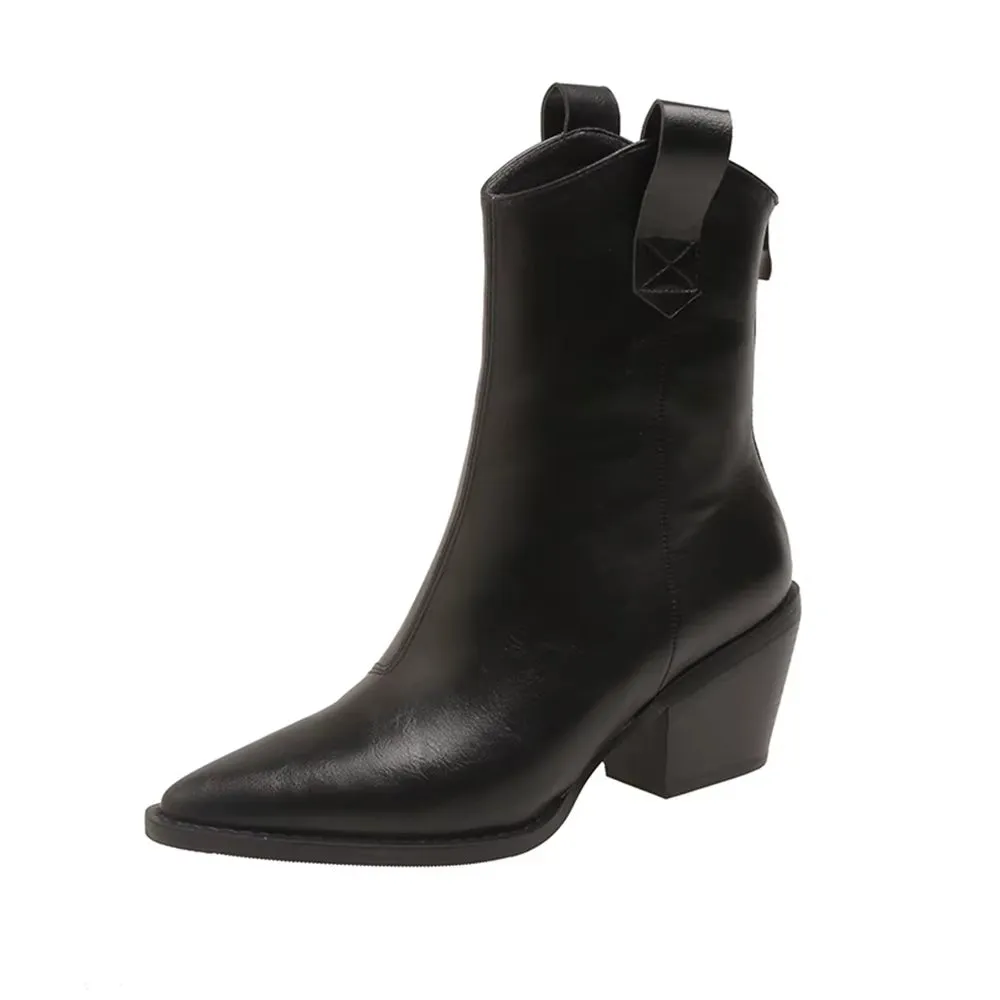 2025 New Women Wedge Boots High Heel Ankle Boots Winter Pointed Cowboy Boots Fashion Western Booties Woman Shoes 44 45