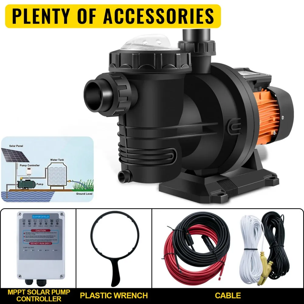 48v DC-Direct or 72v Solar Stainless & Brushless Pool Pump