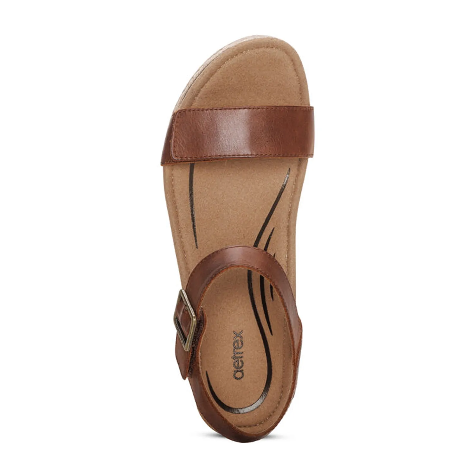 Aetrex Sydney Wedge Sandal (Women) - Walnut