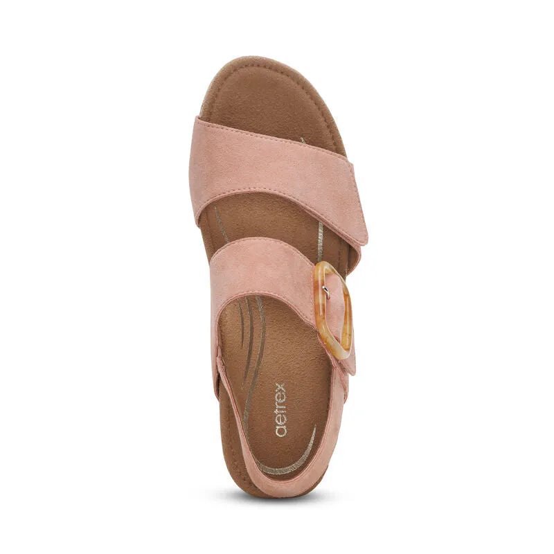 Aetrex Women's Ashley Espadrille Wedge Rose