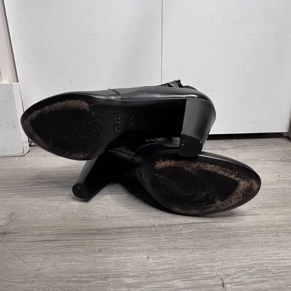 AGL Leather Ankle Boots Made in Italy Black Moto Boots Booties Zipper Size 37.5