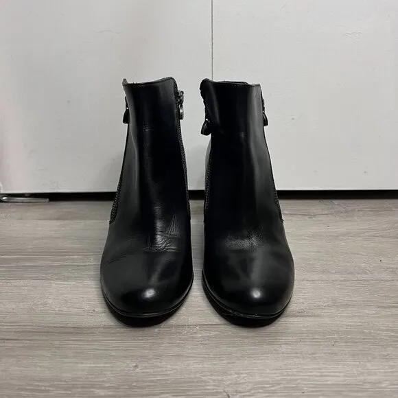 AGL Leather Ankle Boots Made in Italy Black Moto Boots Booties Zipper Size 37.5
