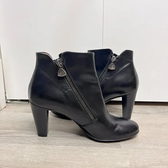 AGL Leather Ankle Boots Made in Italy Black Moto Boots Booties Zipper Size 37.5