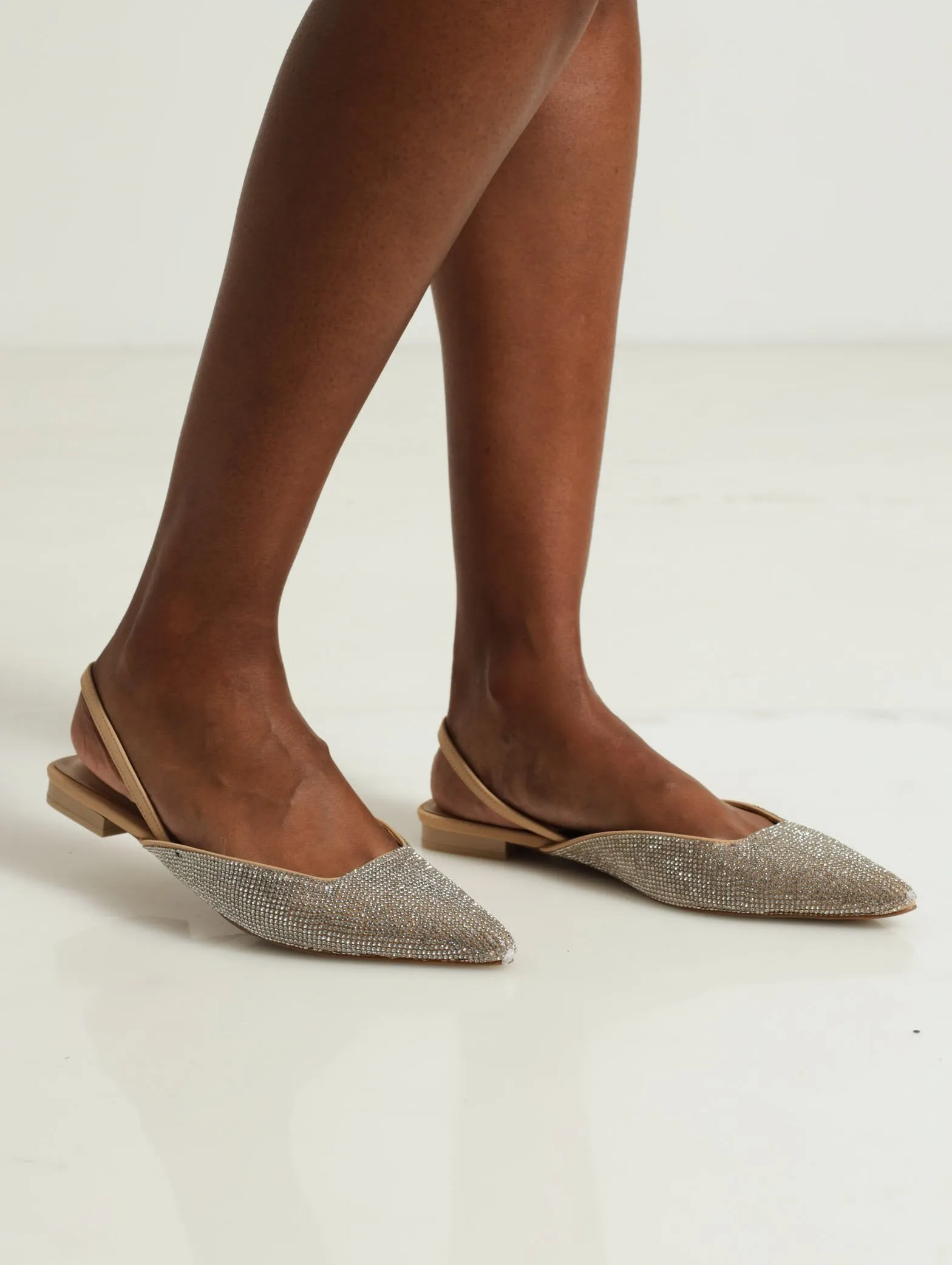Amiraa Slingback Jewelled Pump - Beige