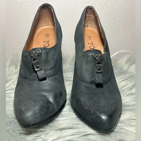Anthropologie No. 704 B Dark Green Leather Block Heeled Pointed ToeHolt Booties