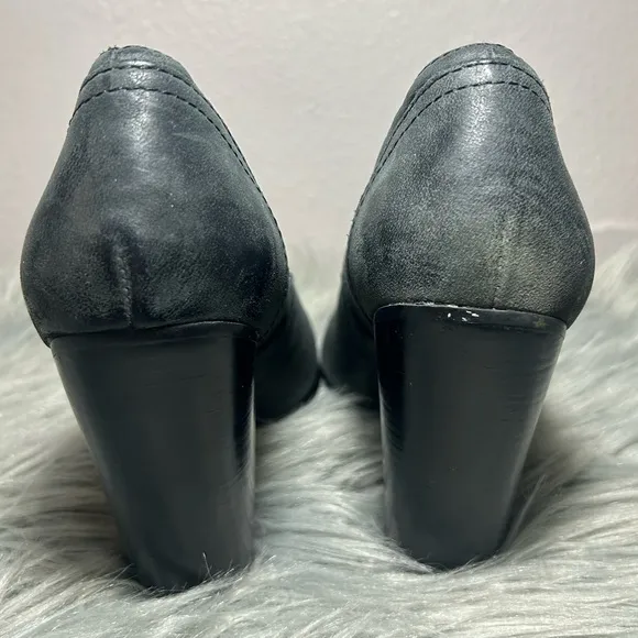 Anthropologie No. 704 B Dark Green Leather Block Heeled Pointed ToeHolt Booties