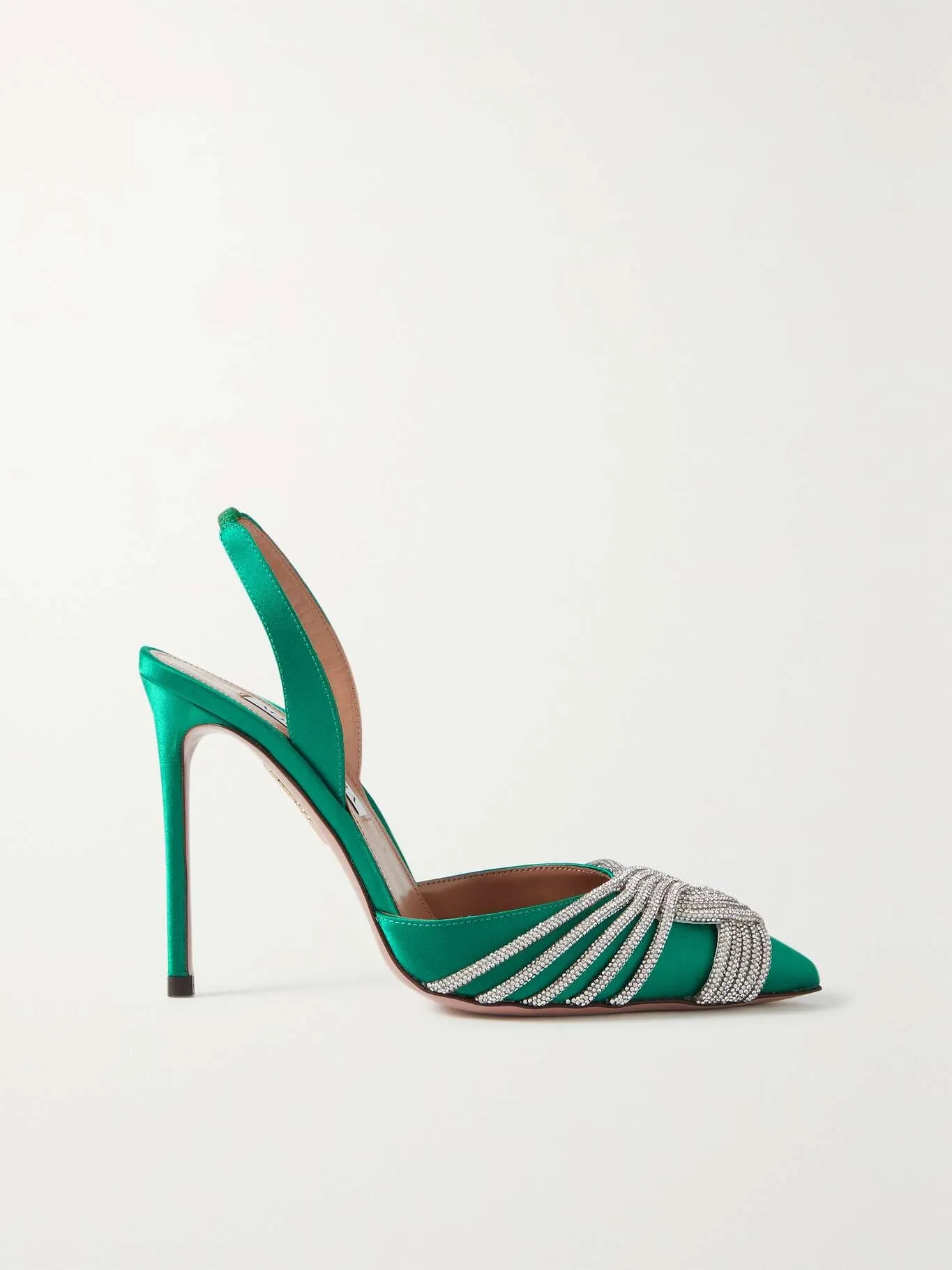 AQUAZZURA
Gatsby 105 crystal-embellished satin slingback pumps