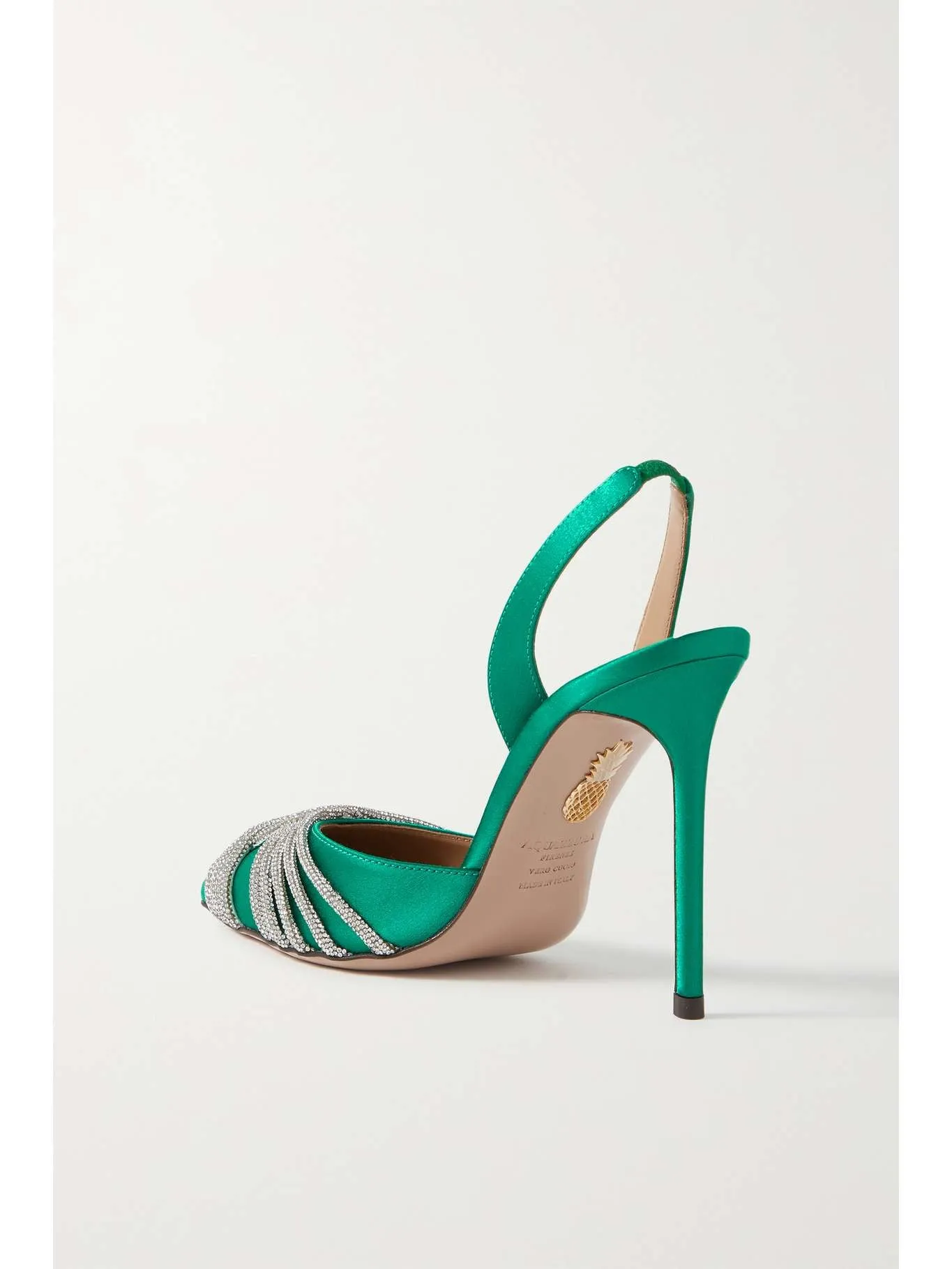 AQUAZZURA
Gatsby 105 crystal-embellished satin slingback pumps