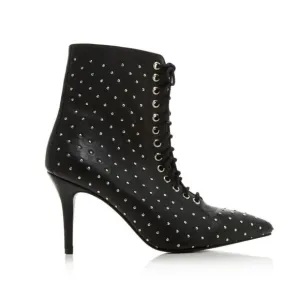 ARCHIVE Black Lace Up Delancey Pointed Toe Stiletto Studded Leather Booties 8