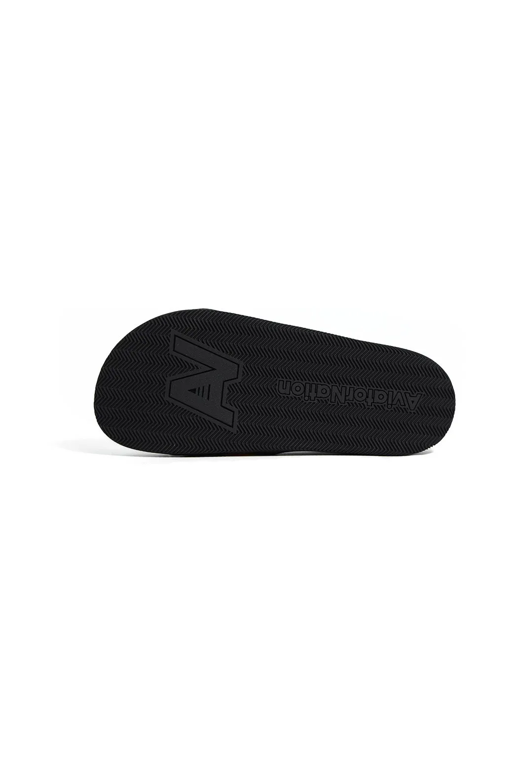 AVIATOR NATION LOGO RAINBOW 4  STRIPE SLIDES - BLACK