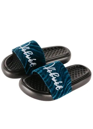 Baby Blue Patterned Velvet CHUNKS Slides - Men & Women