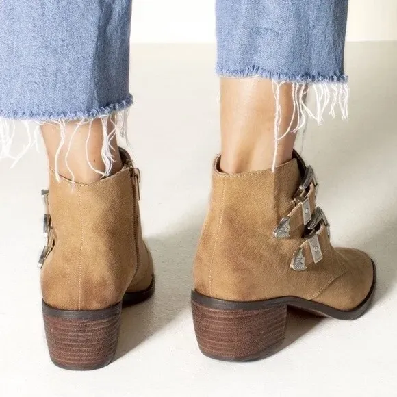 Band of Gypsies Jericho Buckle Ankle Booties Pointed Toe