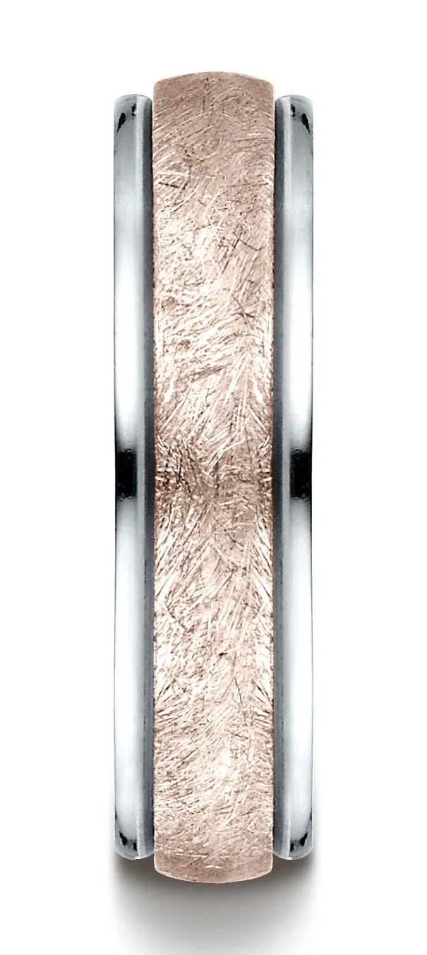 Benchmark 14k Two-Toned Gold 6mm Comfort-Fit Swirl Finish Design Band, (Sizes 6-13)