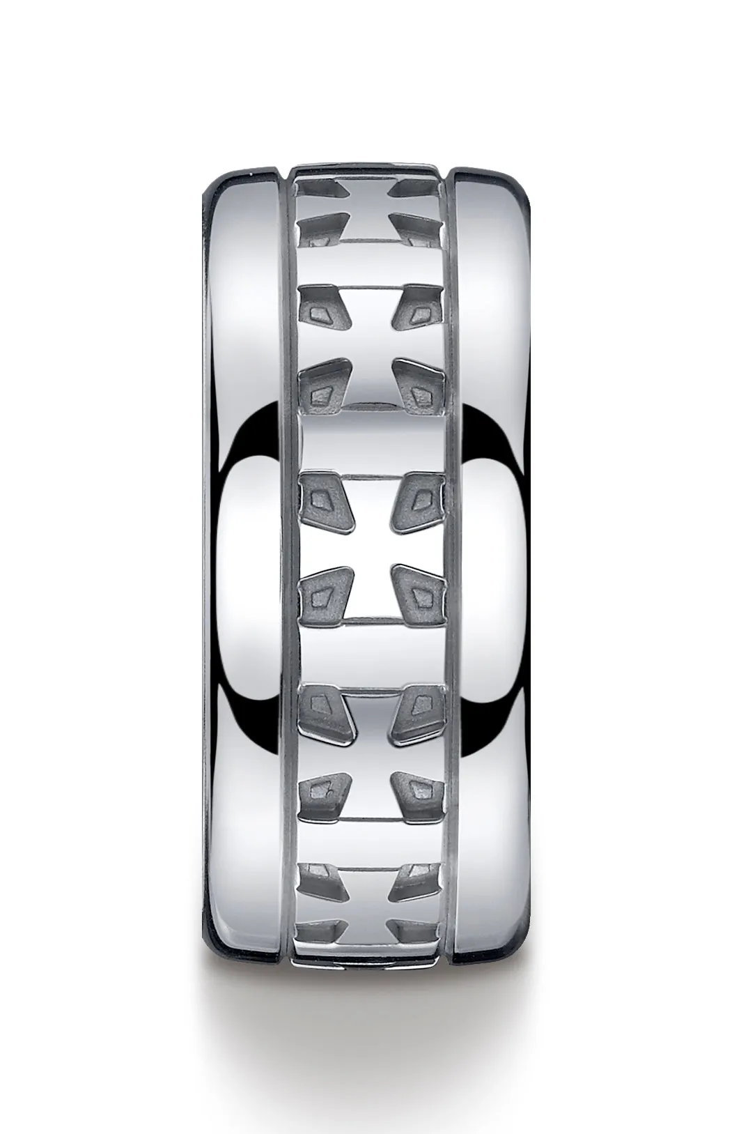Benchmark Argentium Silver 10mm Comfort-Fit Celtic Cross Design Wedding Band Ring, (Sizes 8 - 15)