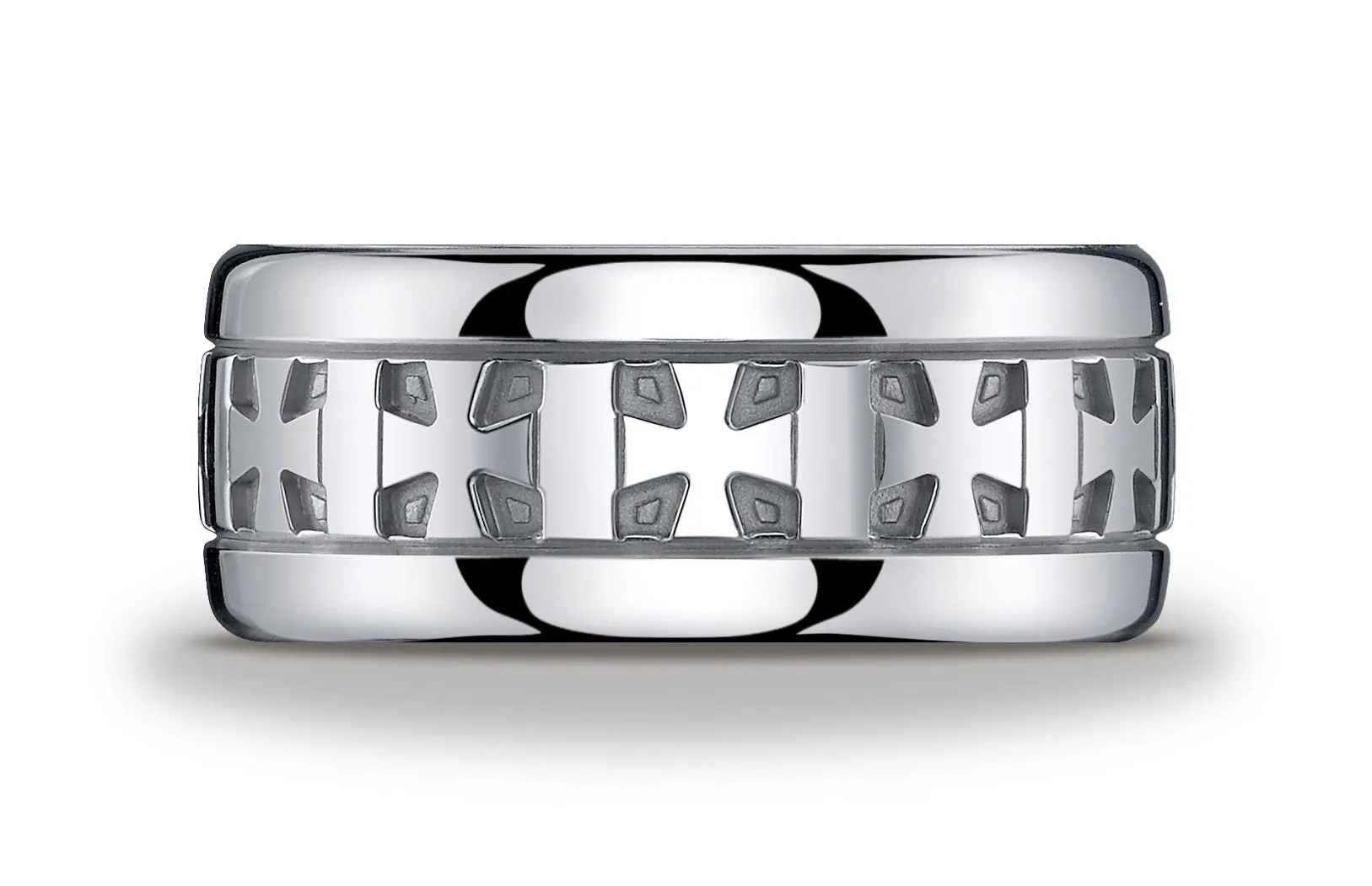 Benchmark Argentium Silver 10mm Comfort-Fit Celtic Cross Design Wedding Band Ring, (Sizes 8 - 15)