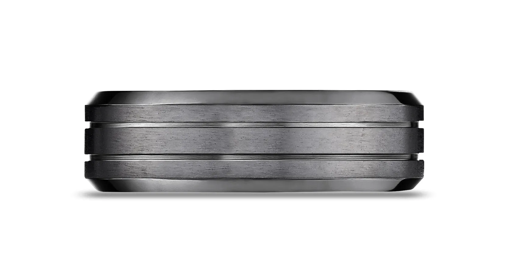 Benchmark Blackened Cobalt 7mm Comfort-Fit Beveled Edge Satin Finish Horizontal Cut Design Ring