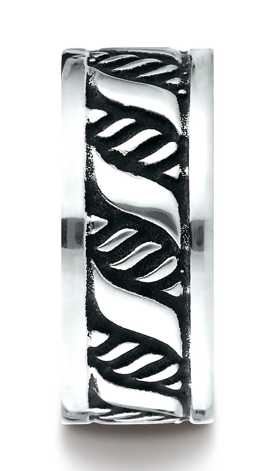 Benchmark Cobaltchrome 10mm Comfort-Fit Blackened Pattern Wedding Band Ring, (Sizes 6 - 14)