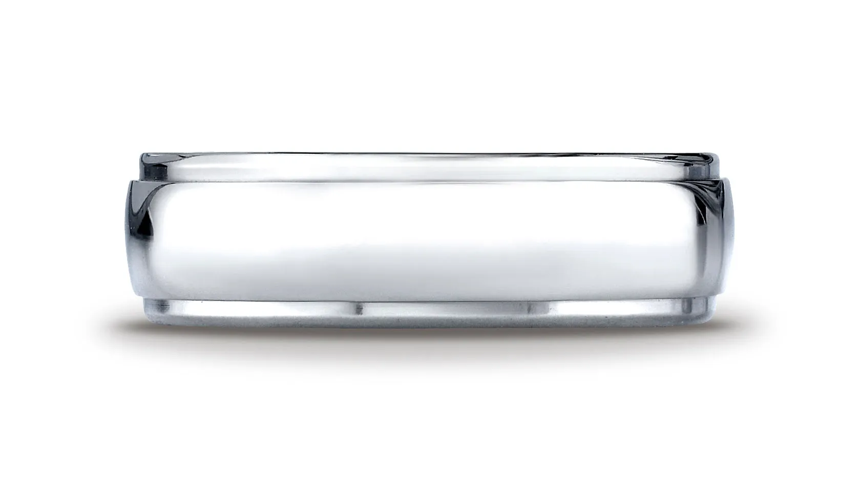 Benchmark Cobaltchrome 7mm Comfort-Fit High Polished Design Wedding Band Ring, (Sizes 6 - 14)