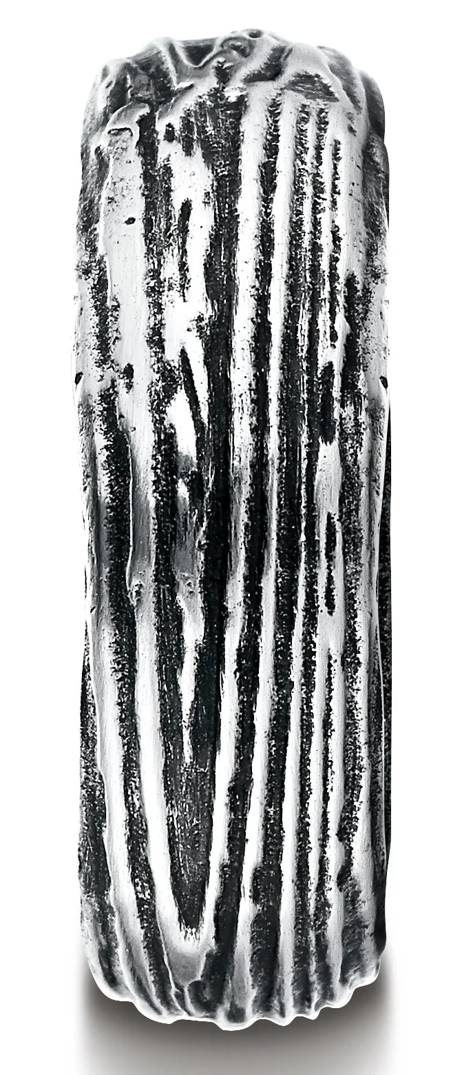 Benchmark Cobaltchrome 7mm Comfort-Fit Tree Bark Patterned Ring, (Sizes 6-14)