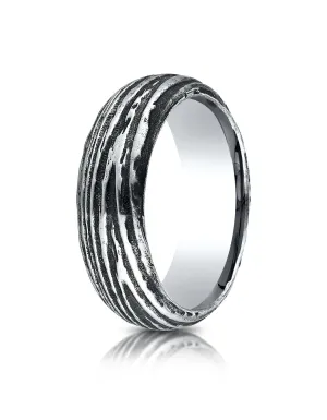 Benchmark Cobaltchrome 7mm Comfort-Fit Tree Bark Patterned Ring, (Sizes 6-14)