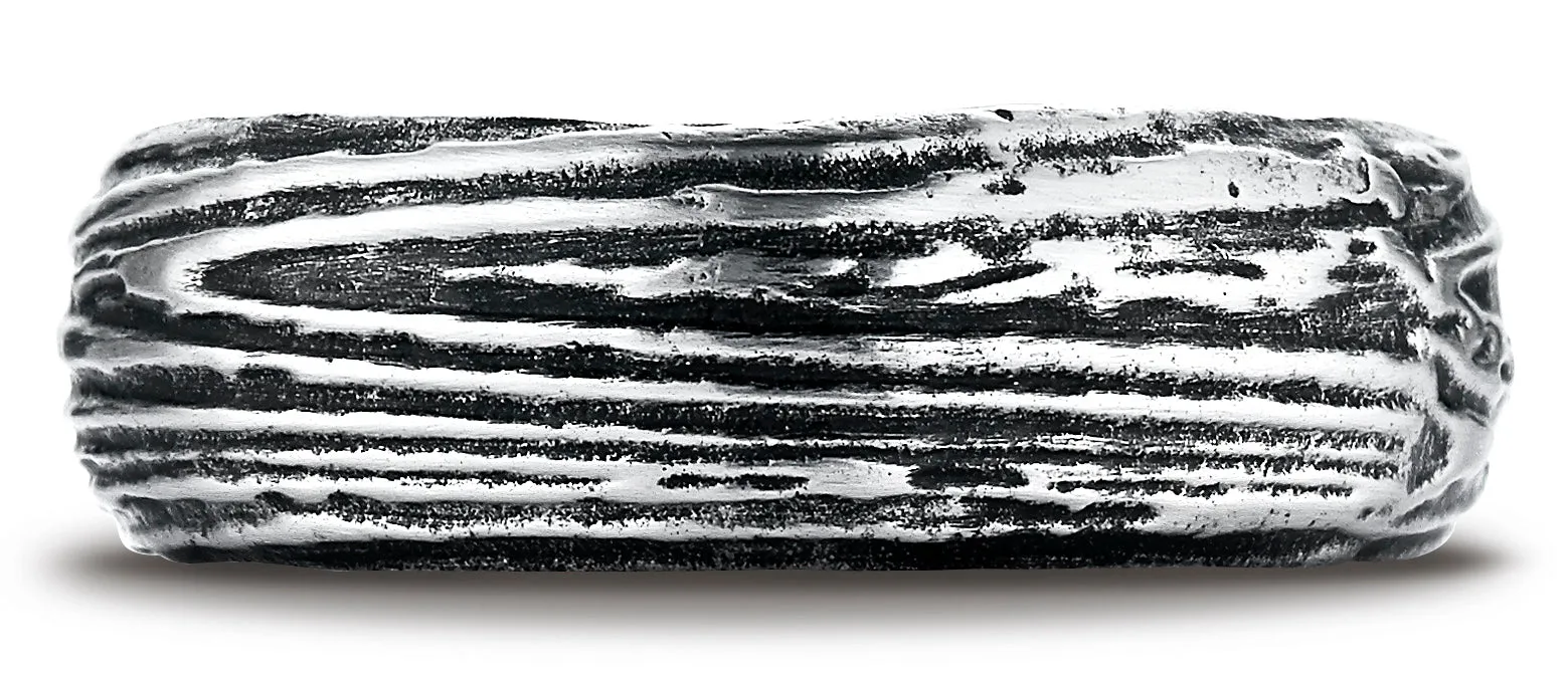 Benchmark Cobaltchrome 7mm Comfort-Fit Tree Bark Patterned Ring, (Sizes 6-14)