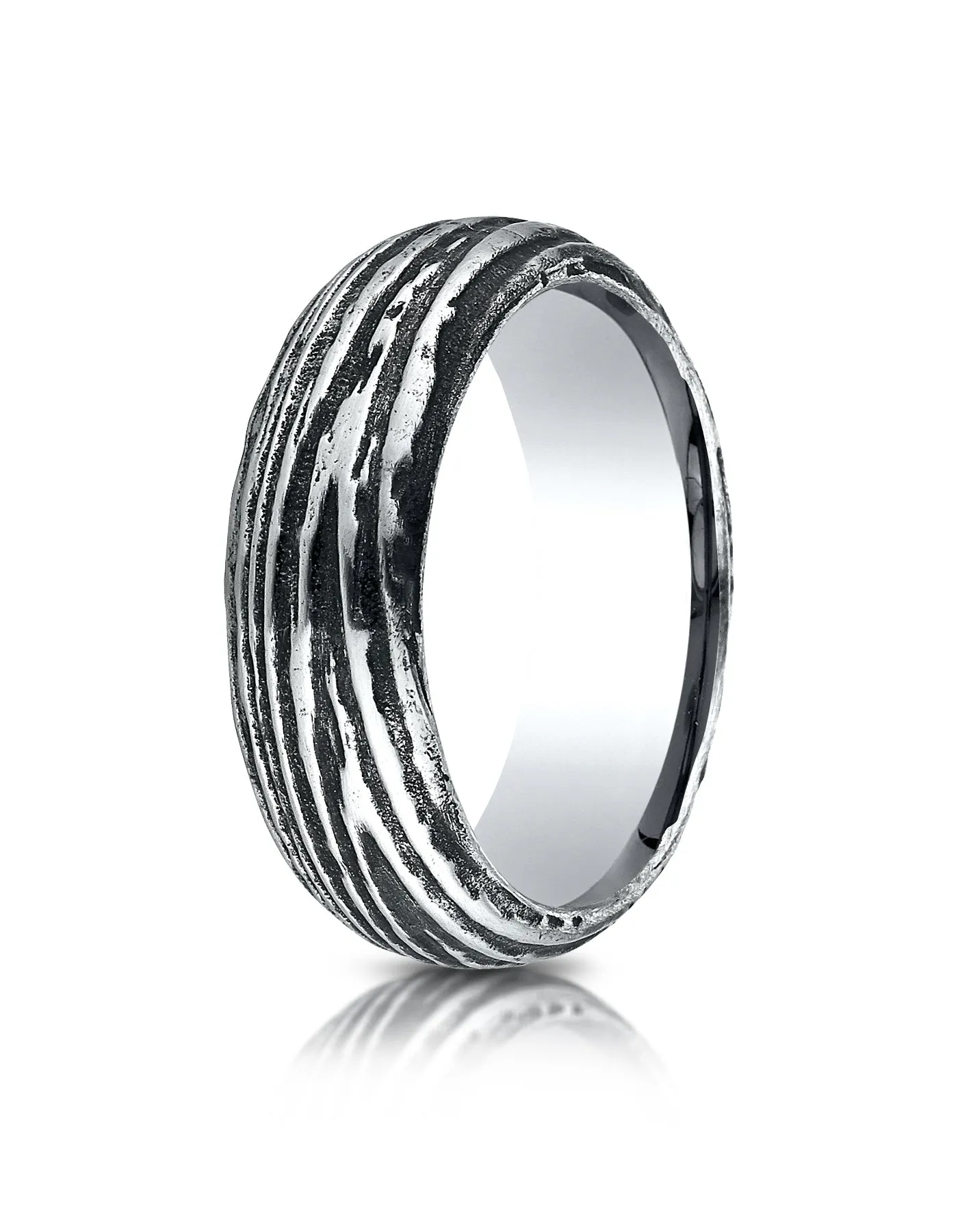 Benchmark Cobaltchrome 7mm Comfort-Fit Tree Bark Patterned Ring, (Sizes 6-14)
