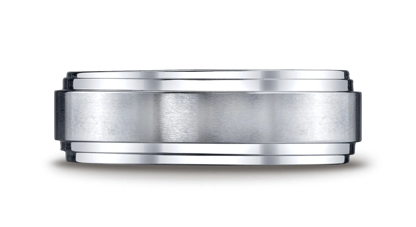 Benchmark Cobaltchrome 8mm Comfort-Fit Satin-Finished Double Edge Design Wedding Band Ring