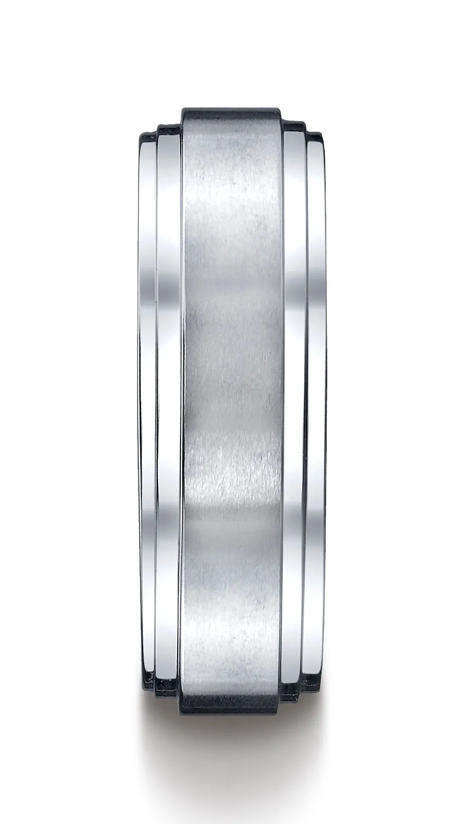 Benchmark Cobaltchrome 8mm Comfort-Fit Satin-Finished Double Edge Design Wedding Band Ring