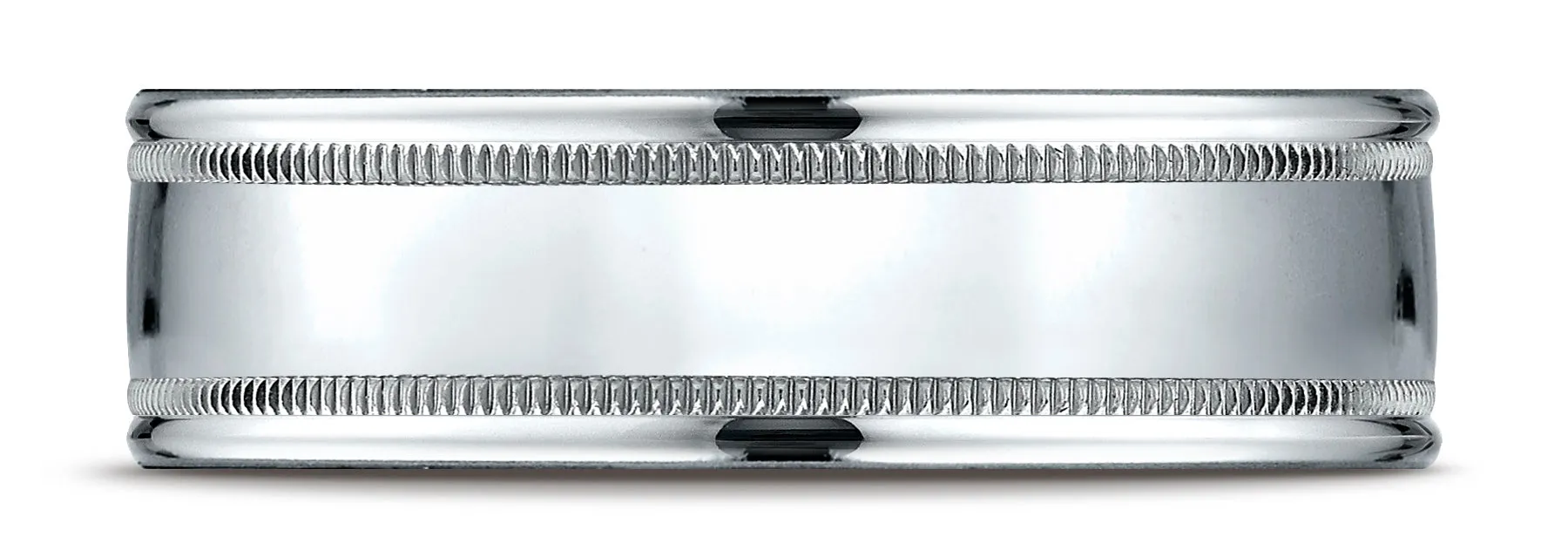 Benchmark Palladium 7mm Comfort-Fit High Polished w/ Milgrain Round Edge Carved Design Band (Sizes 4-15)