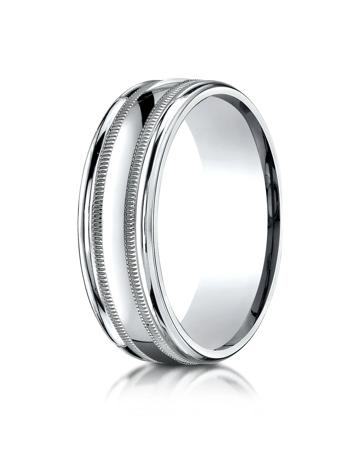 Benchmark Palladium 7mm Comfort-Fit High Polished w/ Milgrain Round Edge Carved Design Band (Sizes 4-15)