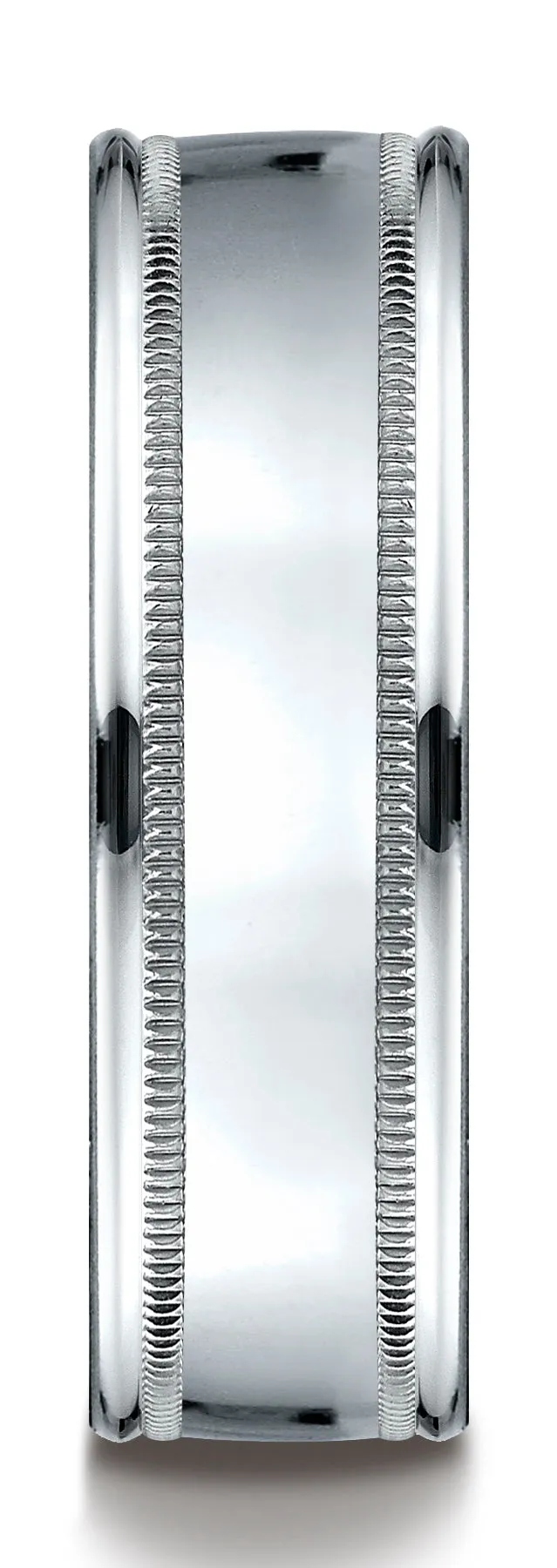 Benchmark Palladium 7mm Comfort-Fit High Polished w/ Milgrain Round Edge Carved Design Band (Sizes 4-15)