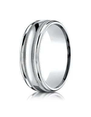Benchmark Palladium 7mm Comfort-Fit High Polished w/ Milgrain Round Edge Carved Design Band (Sizes 4-15)