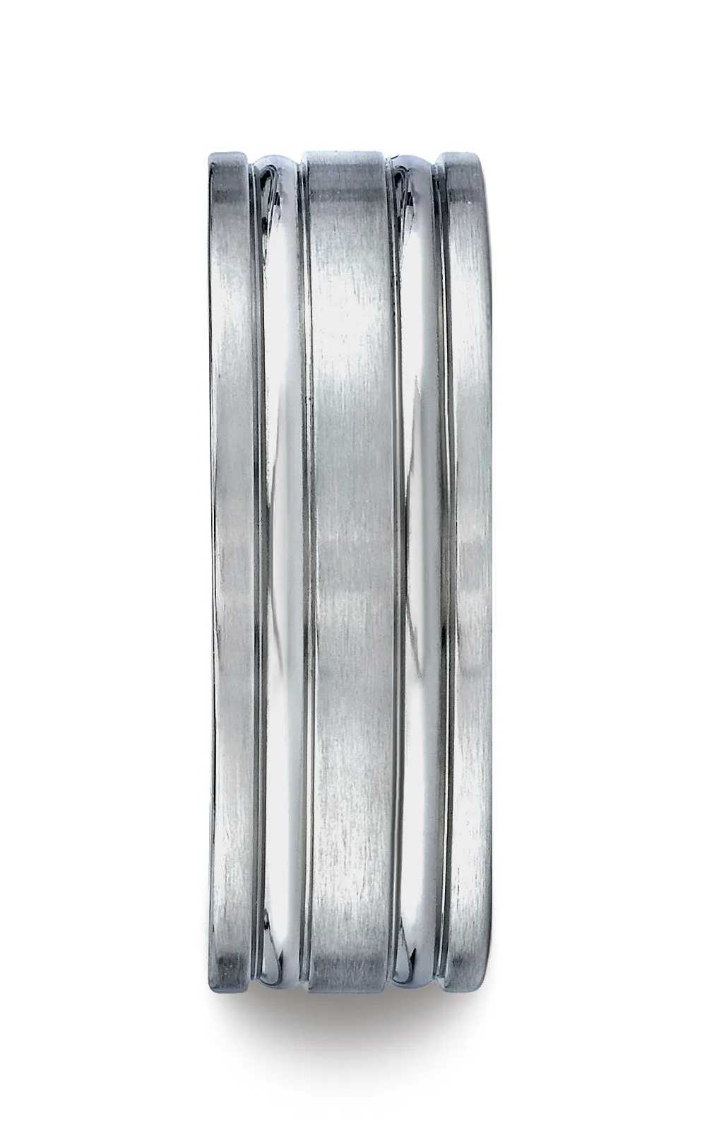 Benchmark Titanium 8mm Comfort-Fit Satin-Finished Concaved Cuts Design Wedding Band Ring, (Sizes 6 - 14)