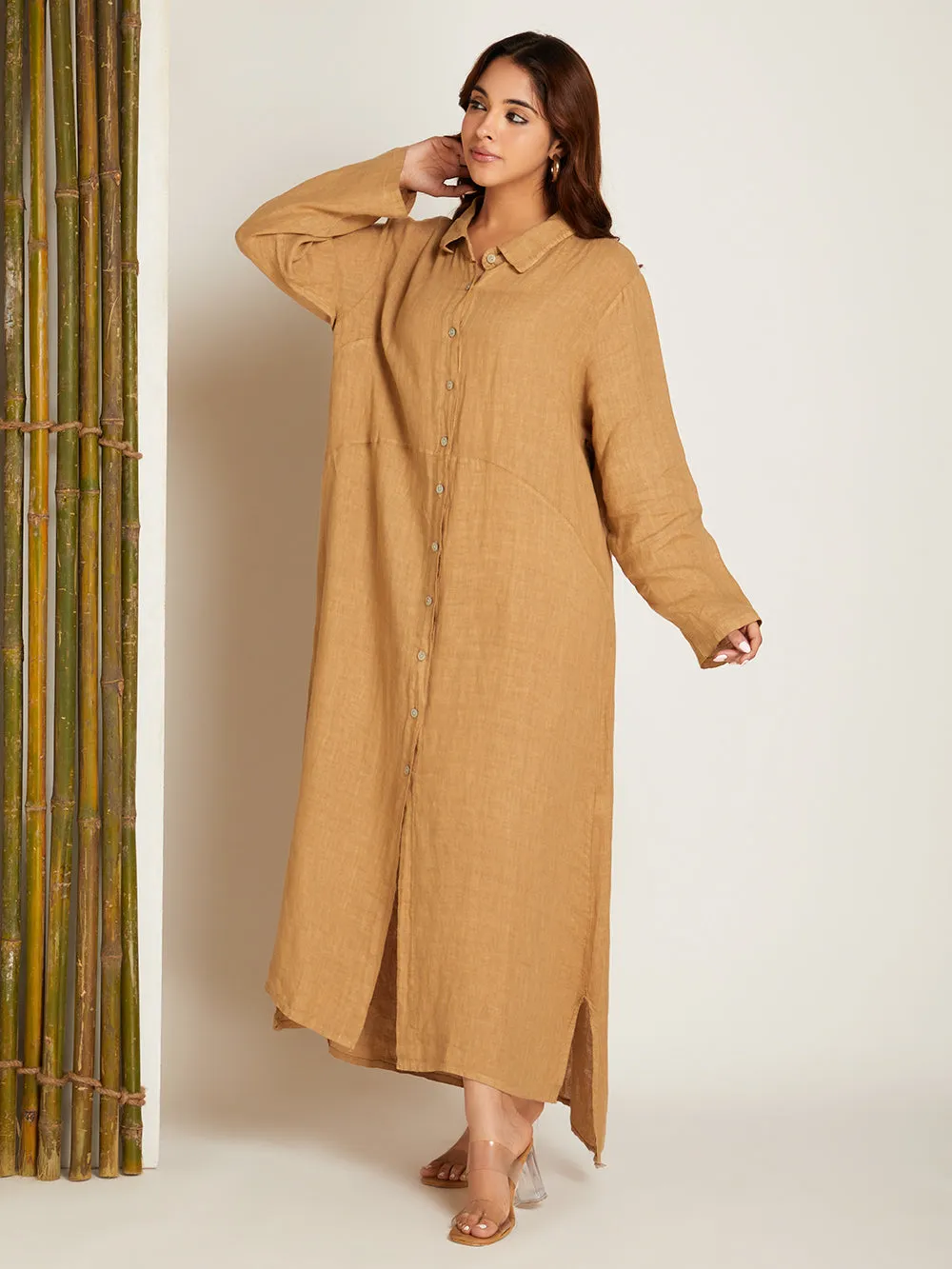 BUTTONED FRONT SHIRT DRESS