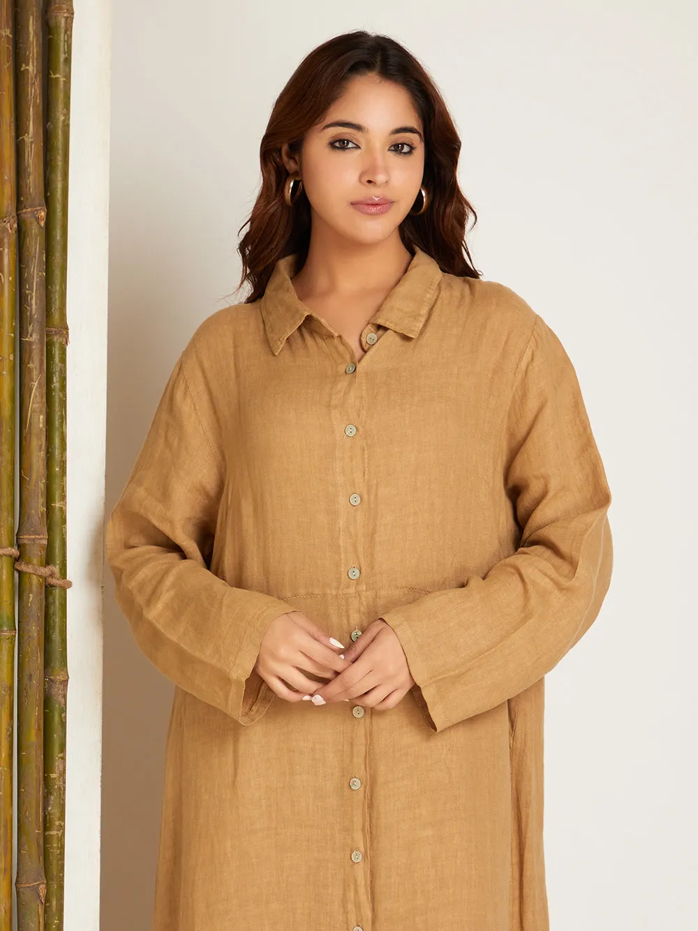 BUTTONED FRONT SHIRT DRESS
