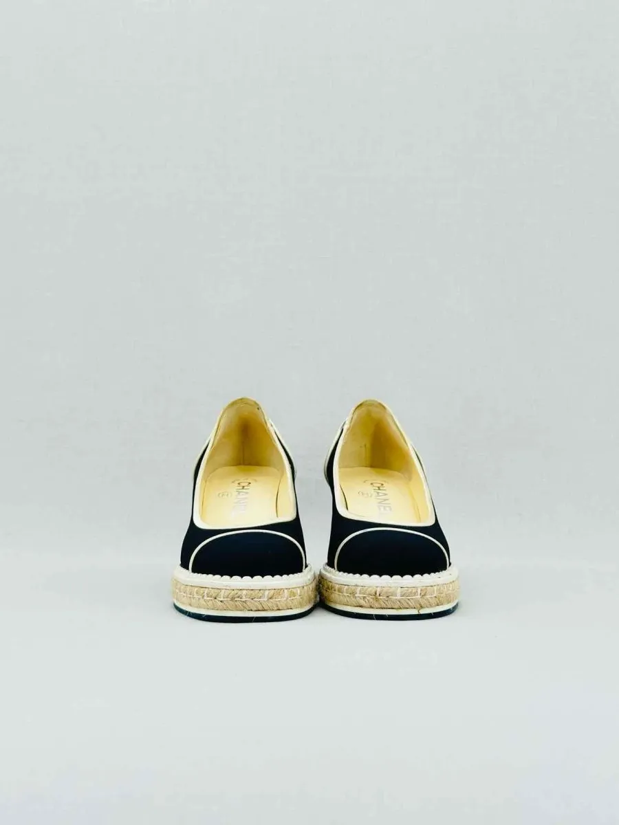 CHANEL Espadrille Navy Blue Wedges 36
