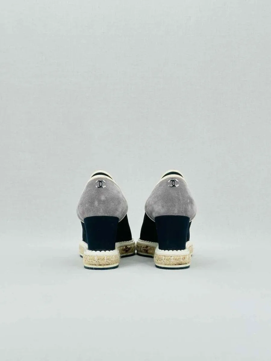 CHANEL Espadrille Navy Blue Wedges 36
