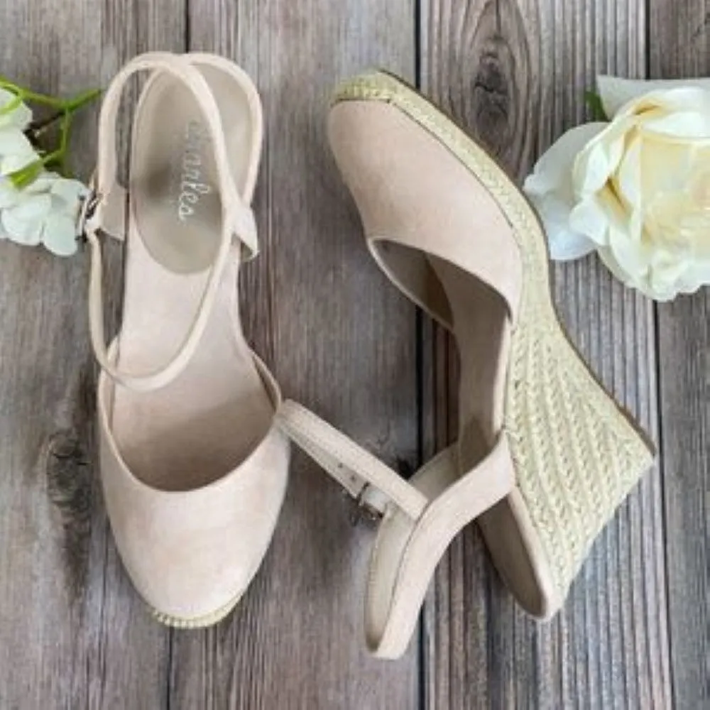 Charles Blush-MS Microsuede Wedge 8.5M