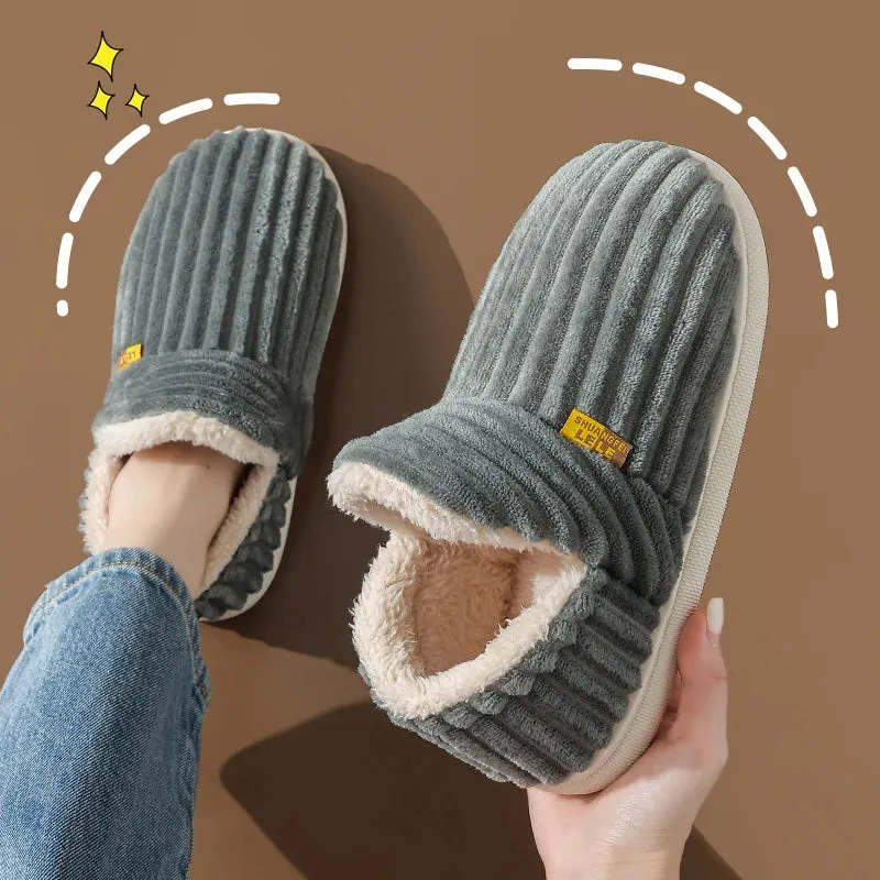 Comwarm Winter Fur Shoes Women Warm Men Shoes Outdoor Plush Shoes Indoor House Shoes Antiskid Platform Fuzzy Shoes Fur Boots