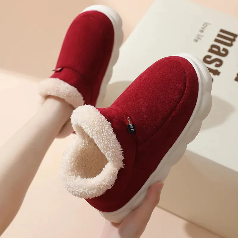 Comwarm Winter Fur Shoes Women Warm Men Shoes Outdoor Plush Shoes Indoor House Shoes Antiskid Platform Fuzzy Shoes Fur Boots